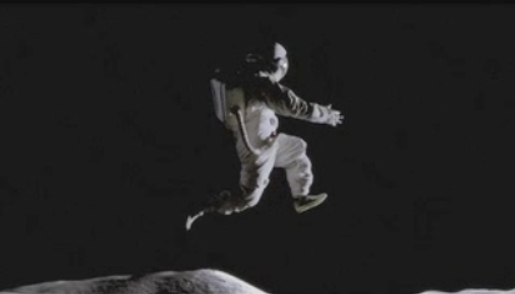 astronaut jumping on moon