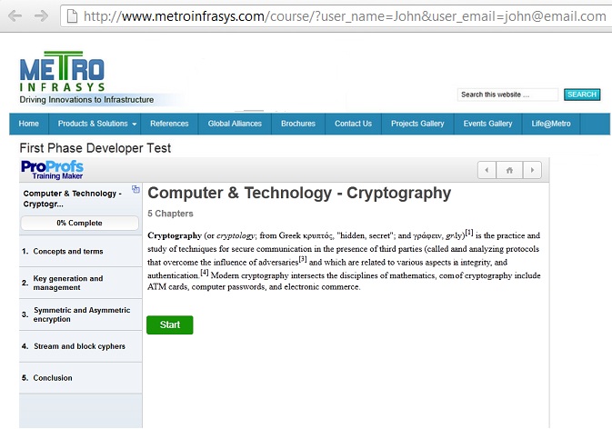 Example of Single Sign-On (SSO) Feature